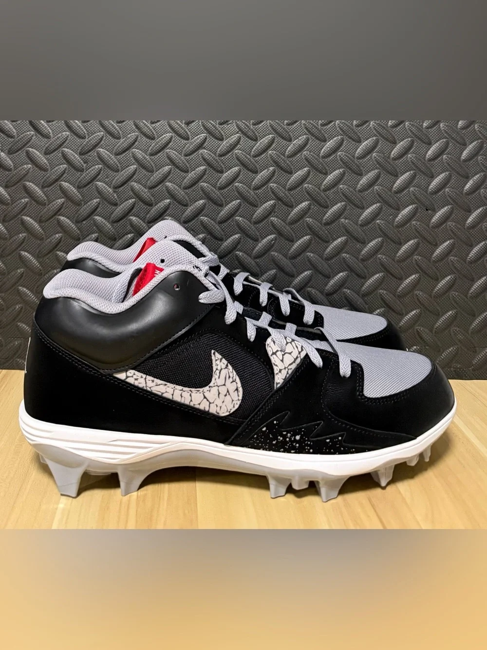 Air Jordan Stadium 90 Low TD Black Cement Football Cleats HQ0210-060 Mens Sz 13